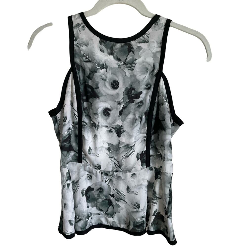 BB Dakota Peplum Sleeveless Top Floral Exposed Back Zipper Sz XS Gray Black Goth